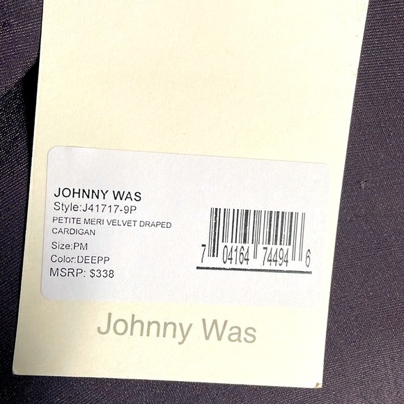 JOHNNY WAS JWLA Meri Floral Embroidered Velvet Draped Cardigan Purple NEW RARE! - Picture 11 of 12